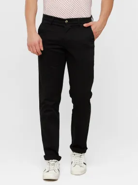 Classic Polo Mens Solid Slim Fit Black Trousers - Eros Black