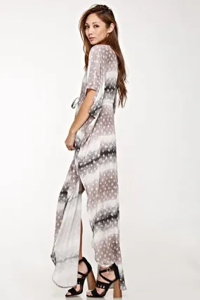 Tie Dye Paisley Print Caftan Maxi Dress