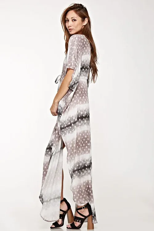 Tie Dye Paisley Print Caftan Maxi Dress