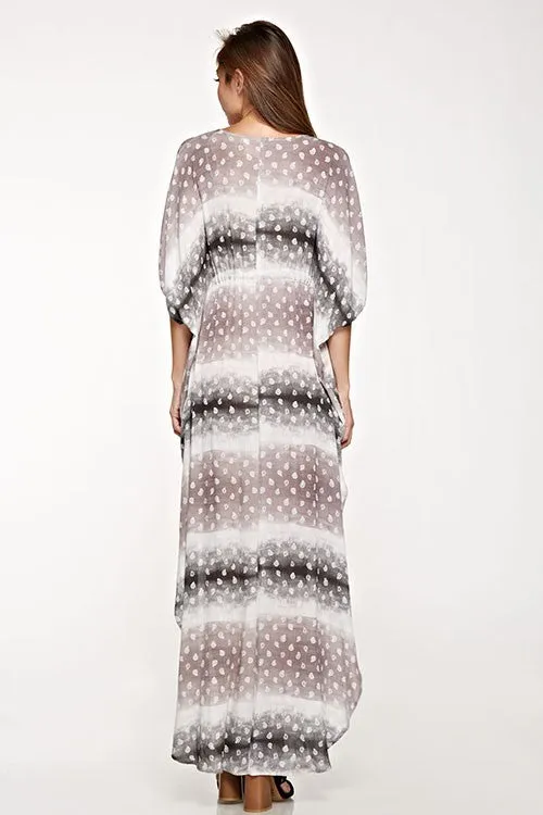 Tie Dye Paisley Print Caftan Maxi Dress