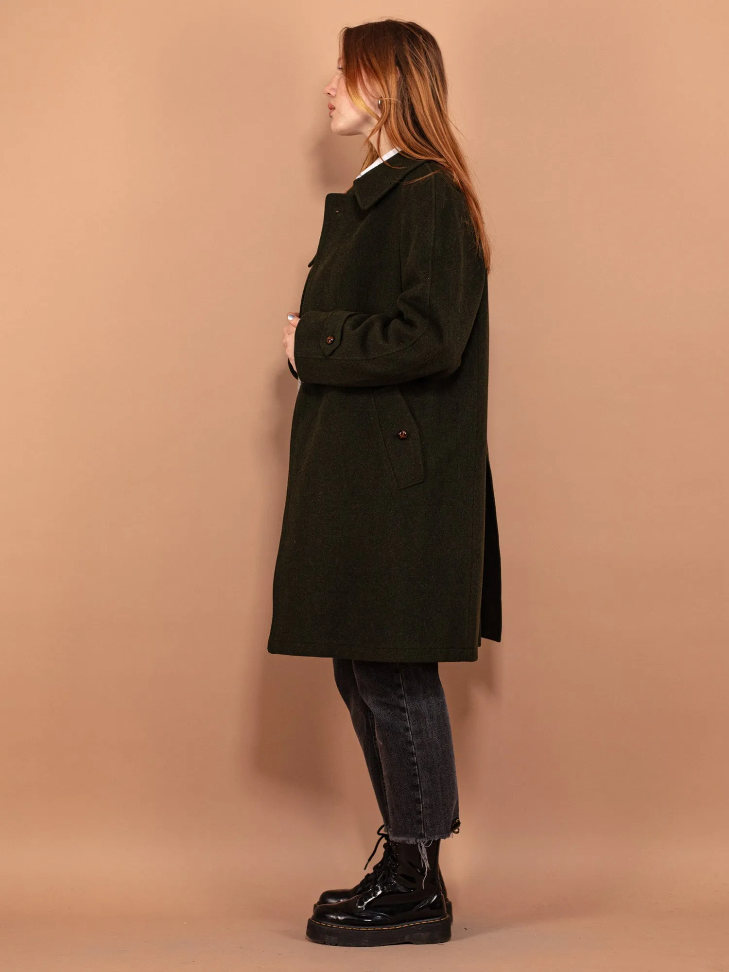 Vintage 70's Women Loden Wool Coat in Green